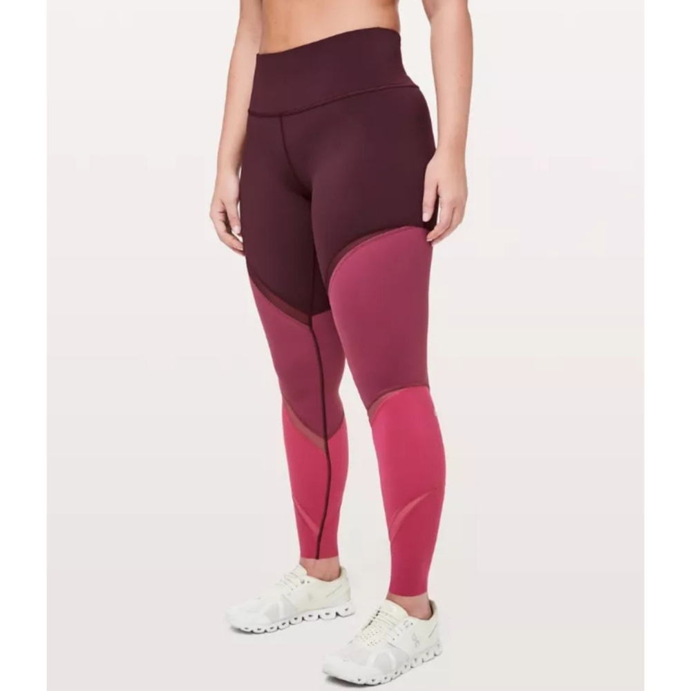 Lululemon Colour Me Ombre Tight Leggings 28" Nulux Mesh Adobe Blush Violet Red